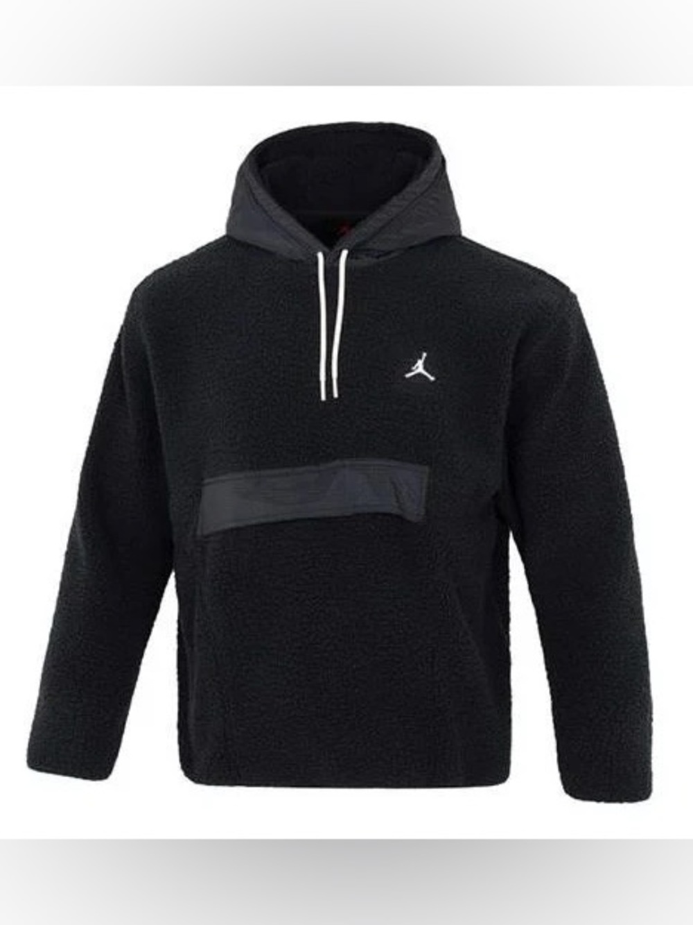 Jordan Sherpa Fleece Anorak Hoodie Black Size Large L Fuzzy Pullover Jacket L